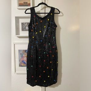 Scarlet Rage Vintage Sequin Dress with Button Details
